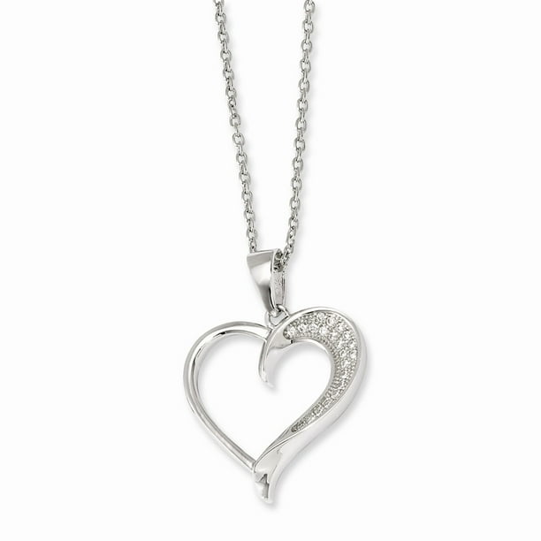 Brilliant Embers Sterling Silver CZ Heart and Star Charm Pendant with 18 Necklace Brilliant Embers Sterling Silver CZ Heart and Star Charm Pendant with 18 Necklace